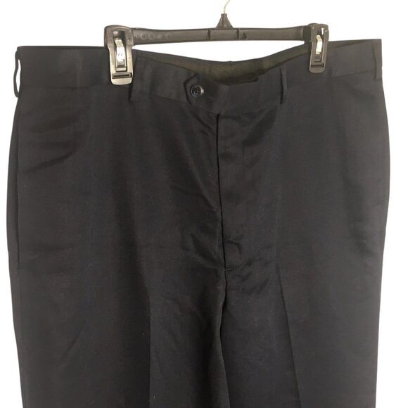 Roundtree & Yorke Pants Mens 40x32 Black Easy Care Dress Slacks Polyester - Picture 13 of 16